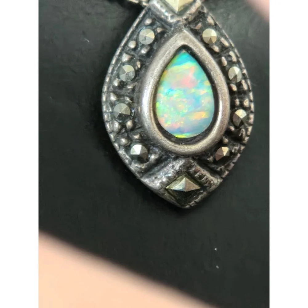 Women's Opal Necklace, sterling Silver, One Size
